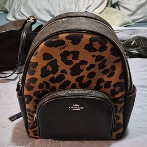 Coach Brown and Black Animal Print Backpack